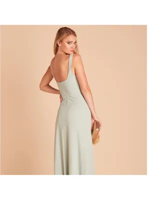 Birdy Grey Alex Crepe Sage Green Square Neck Bridesmaid Maxi Dress Gown Small thumbnail 5