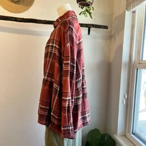 American Eagle Oversized Soft Cotton Flannel Button Long Sleeve Shirt Size Small thumbnail 3