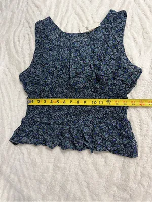 Anthropologie Smocked Chiffon Tank Top NWT Large Floral Peplum Blouse thumbnail 10