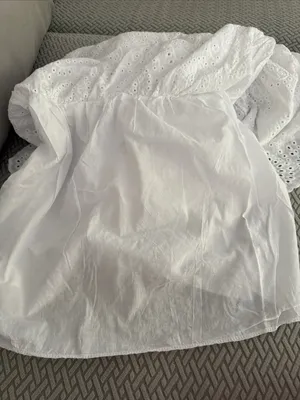 Made in Italy White Eyelet Ruffle Strap Bustier Cinched Line Dress 100% Cotton thumbnail 9