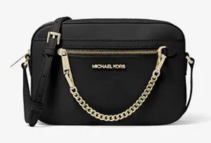 Michael Kors Jet Set Saffiano Leather Crossbody Bag‎ - black Large (35T1STTC9L thumbnail 1