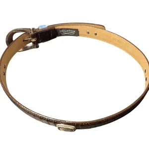Brighton Womens Belt Brown Croc Embossed Western Buckle Size M 30 thumbnail 2