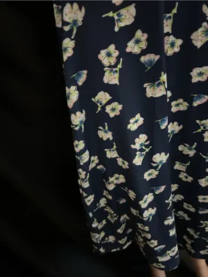 MS Basic Women's Navy & White Floral Wrap Dress LG thumbnail 6