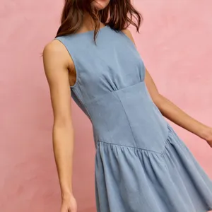 SO ME Fit And Flare Sleeveless‎ Denim Mini Dress thumbnail 2