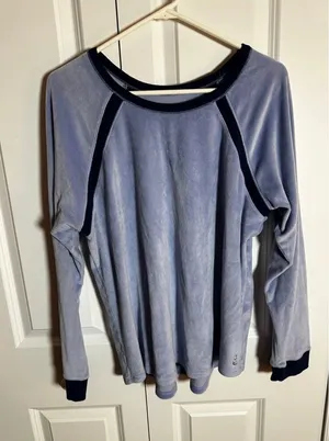 Cuddl Duds Pajamas Set L Blue Yellow Ultra Plush Velvet Fleece thumbnail 1