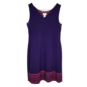 Magnolia Grace Perissa Reversible Knit Dress Purple Geometric Sleeveless M thumbnail 3