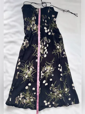 Reformation Kourtney Veuve Floral Midi Dress Black Petite 4P Tie Strap Slit thumbnail 11