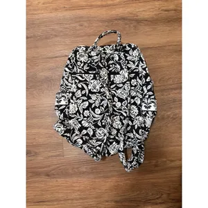 Aerie Black White Floral Quilted Backpack School Travel Bag Marie Collection thumbnail 3