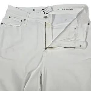 J.Crew Curvy Slim Wide Leg Jeans‎ White Denim High Rise BX828 Size 34 NEW thumbnail 3