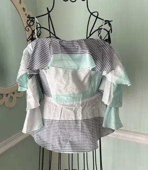 Amanda Uprichard New‎ Size P/XS Off Shoulder Ruffle Sleeve Top NWT thumbnail 1