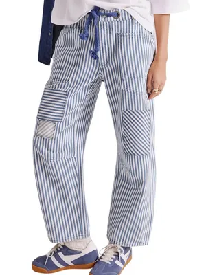 We The Free Moxie Pull-On Barrel Jeans Railroad Stripe Low Slung‎ Baggy Size 31 thumbnail 1