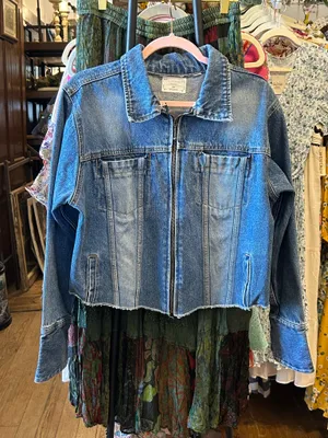 Boutique Handmade “Hello Darlin’” Denim Jacket | Country Western Cropped Jean Jacket thumbnail 3