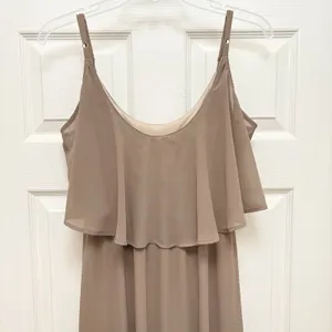 Show Me Your Mumu Caitlin Ruffle Maxi Dress Cold Shoulder Gown Dune Chiffon M thumbnail 5