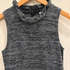 Ganni Pinnacle Dress Black Gray Space Dye Ruffle High Neck Pleated‎ Mini Twee S thumbnail 5