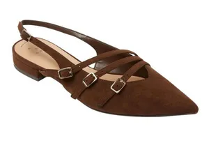 NWT A New Day Multi Buckle Mini Heel Flats with Memory Foam Insole Brown 6.5M thumbnail 1