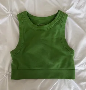 aerie Green Ribbed Crop Tank thumbnail 1