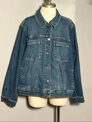 Ava & Viv 3X Blue Denim Jacket Relaxed Trucker Style thumbnail 1