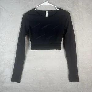 Lululemon Wunder Train Cropped Long‎ Sleeve Shirt Logo Special Edition Size 4 thumbnail 3