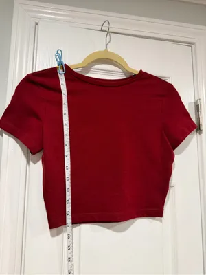 NWT Wild Fable Size S Burgundy Cropped Baby Tee Short Sleeve Crew Neck thumbnail 2