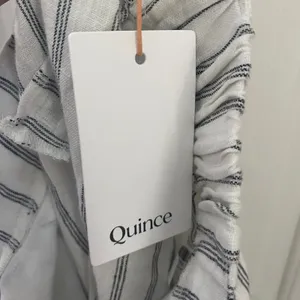 NWT Quince European Linen Women 8 Wide Leg Pant Oatmeal Stripe Eco Coastal thumbnail 4