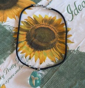 Teardrop Pendant Necklace with Black Cord thumbnail 1