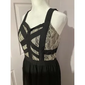 Lucy Paris Black Fit And Flare Maxi Cocktail Dress M thumbnail 2