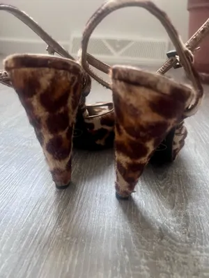 Vintage Prada calfskin leopard print peep toe slingbacks thumbnail 3