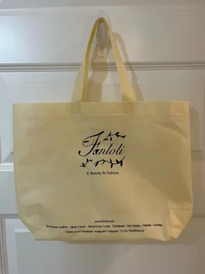 16”x12”x4.5” Beige Fanloli SF K-Beauty and Fashion Tote Bag thumbnail 1