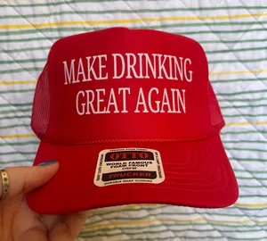 Make drinking great again trucker hat Red thumbnail 1