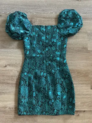 Lulus Teal and Black floral homecoming dress thumbnail 2