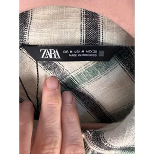 Zara Plaid Overshirt Shacket Green White‎ Black Check Button Front Pockets M thumbnail 6