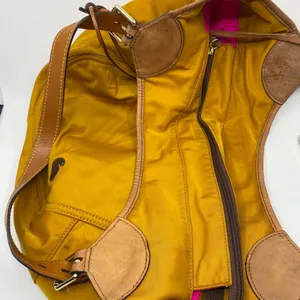 Dooney & Bourke XL Yellow Brown Nylon Shoulder Bag thumbnail 8