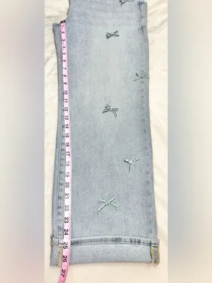 Risen Cassidy High-Rise Barrel Leg Bow Detail Cropped Blue Jeans Size 5/27 thumbnail 10
