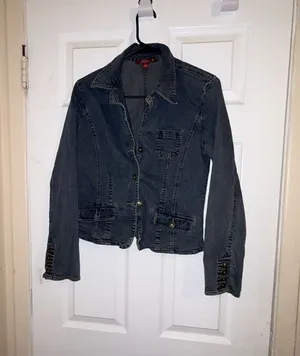 SO So Right Denim Jean Jacket Blazer Style with Button Detail Cuffs thumbnail 1
