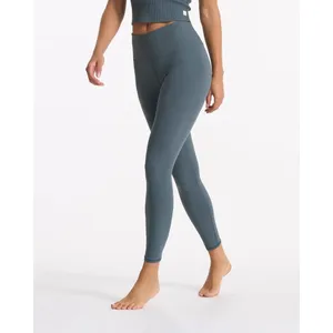Vuori Studio Pocket Leggings Slate Blue Ribbed High Rise Yoga Pants Size S thumbnail 3
