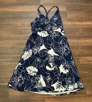 Patagonia Floral Racerback Sundress Navy Blue White Cotton Blend Small Summer thumbnail 1