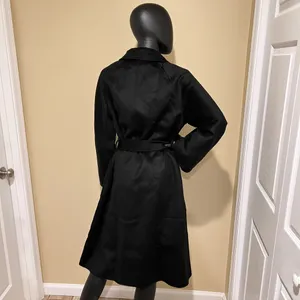 Wool Trench Coat Winter Jacket Parka Bomber Office Coat Wool Jacket Fall Jacket Black thumbnail 2
