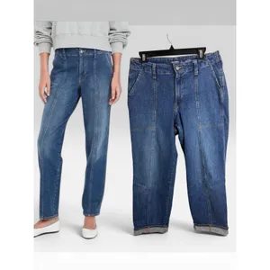 Old Navy OG Loose Tapered High Rise Denim Jeans Size 10 Blue Dark Stretch Pocket thumbnail 2