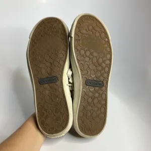 Coach Gema tan & gold monogram canvas sneakers women's size‎ 9 missing a logo thumbnail 7