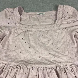 Madewell Dress Womens Large Pink Square Neck Eyelet Floral Short Sleeve Sundress thumbnail 3