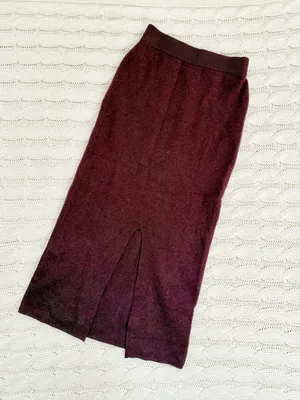 a new day Ribbed Knit Maxi Skirt in Deep Burgundy thumbnail 3