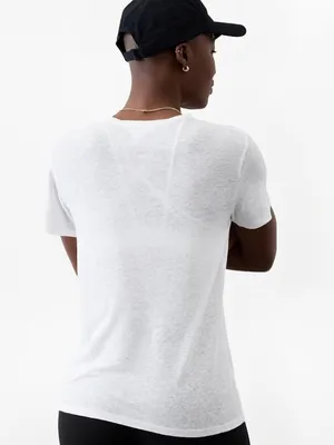 Athleta S Getaway Blended Linen Tee Bright White Small Regular thumbnail 5