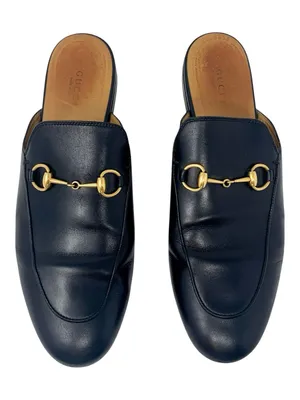 Gucci Princetown Black Leather Horsebit Mules Loafers 39.5 thumbnail 1
