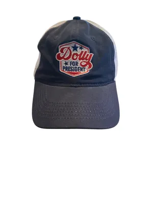 Dolly Parton for President Mesh Trucker Hat Cap Navy Blue thumbnail 3
