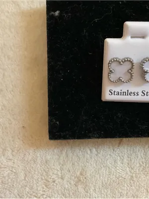 White Clover Stainless Steel Stud Earrings thumbnail 2