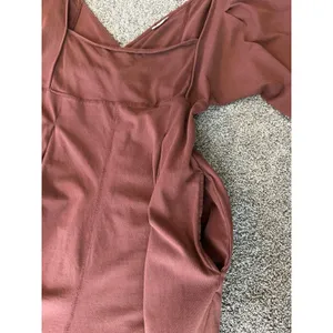 Free People Lotta Love Oversized Jumpsuit Brown Puff Sleeve Large thumbnail 6