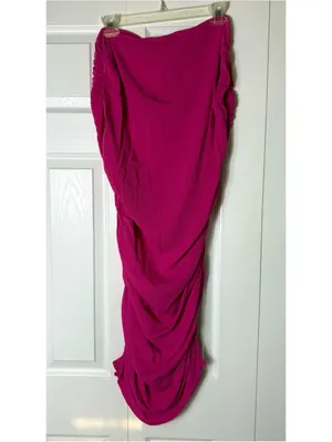 PrettyLittleThing Fuchsia Hot Pink Ruched Bodycon Midi Skirt Size 12 Large thumbnail 6