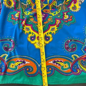 Vibrant Boho Paisley Mini Dress 🌈 Deep V Neck Festival Summer Dress | Blue & Green Statement Piece | Size S (Forever 21) ✨ thumbnail 8