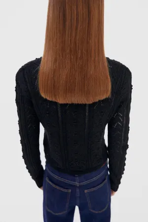 ZARA Black Knit Cardigan Top Jacket thumbnail 4