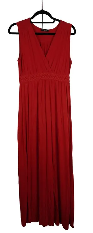 Spense Red Sleeveless‎ Maxi Dress Braided Empire Waist V-Neck BK74867 Womens L thumbnail 1